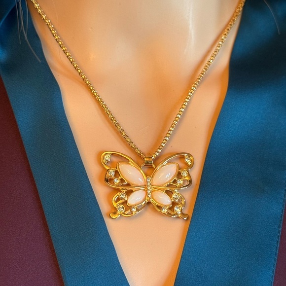 NW0T Elegant Rose Golden Butterfly Necklace Fashion Jewelry Women Chain 12inches - Picture 5 of 11